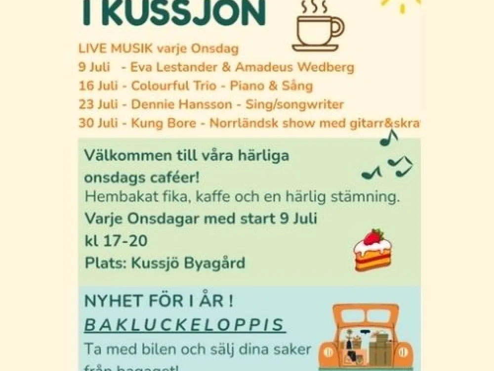 affisch om sommarcafe i kussjön