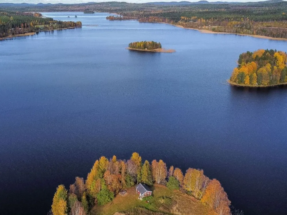 small island in colours of autumn