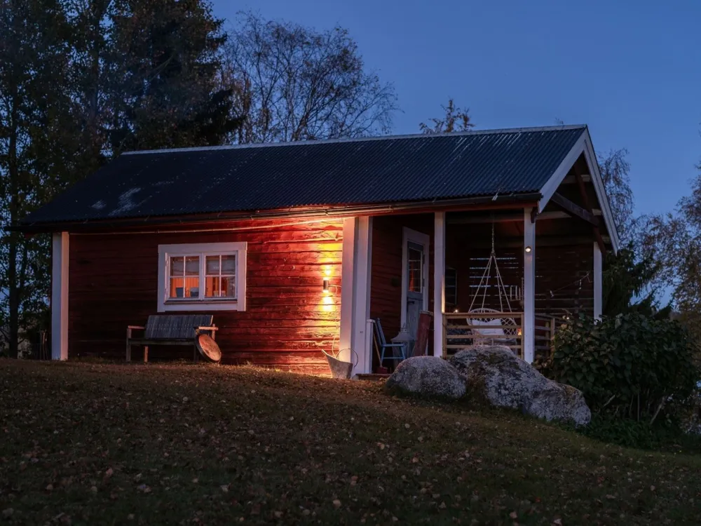 traditional small swedisch cabin in red